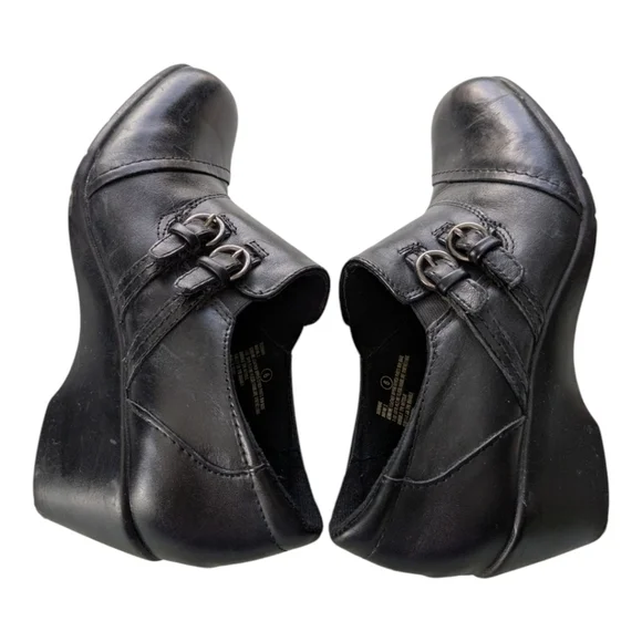 Earth Spirit Black Leather Booties Buckles Academia 6 - Picture 7 of 10